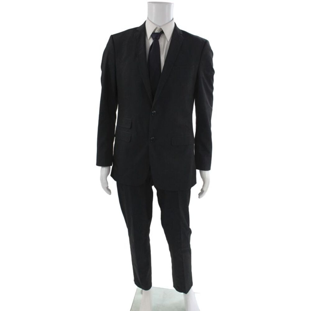 Zara Man Mens Black Classic 2 Piece Suit Size 40